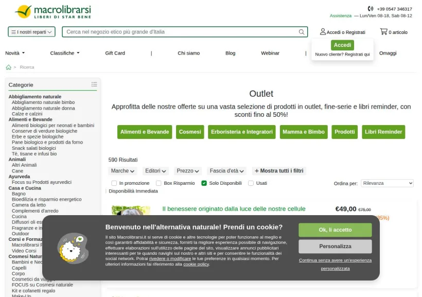 Schermata della pagina offerta di Macrolibrarsi
