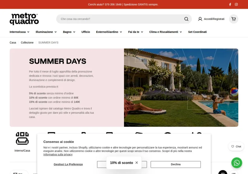 Schermata della pagina offerta di Metro Quadro