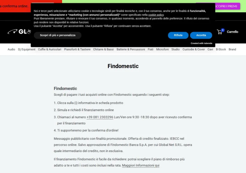Schermata della pagina offerta di GLOBAL NET