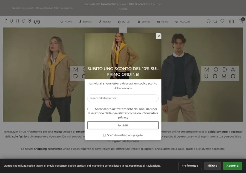 Schermata della pagina offerta di Roncastyle