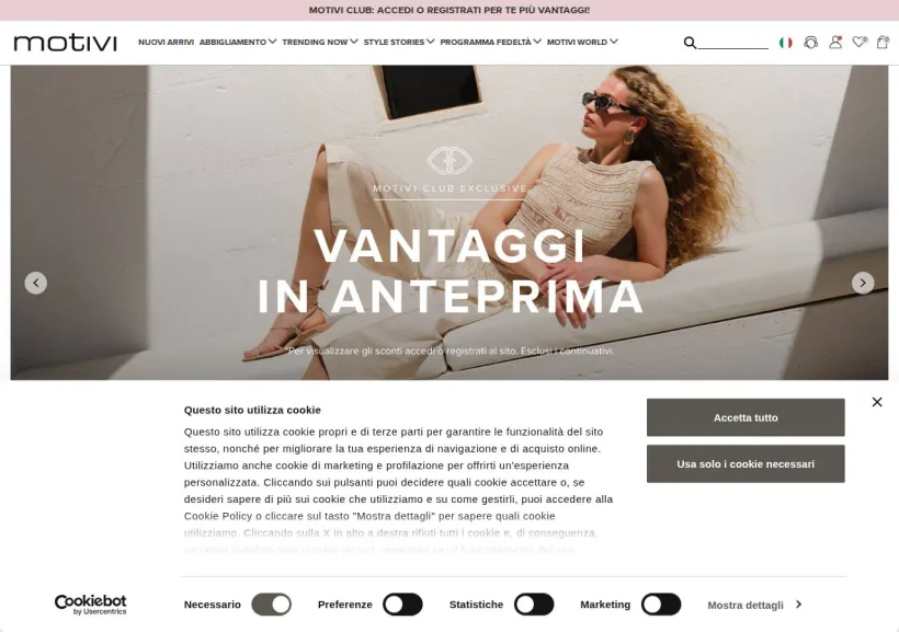 Schermata della pagina offerta di Motivi