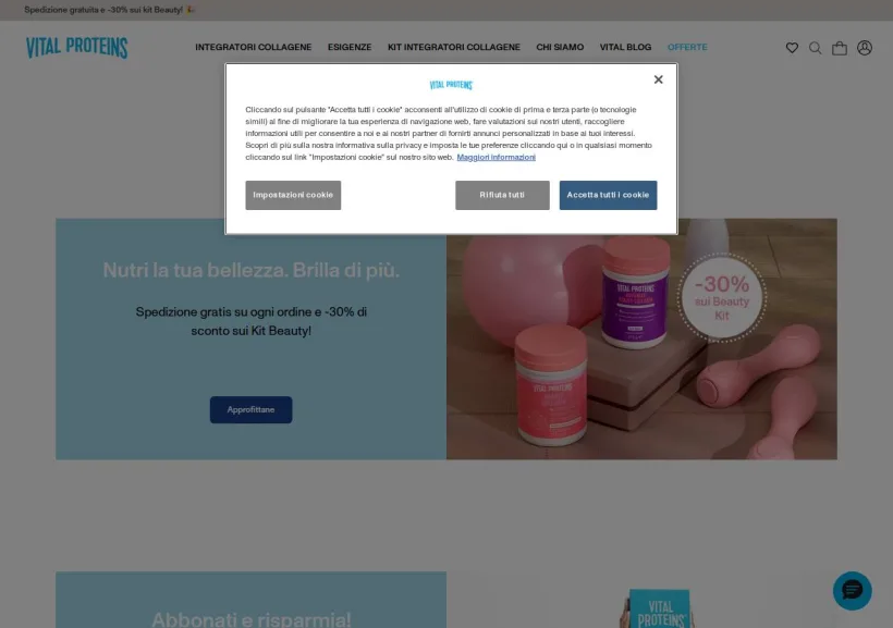 Schermata della pagina offerta di Vital Proteins
