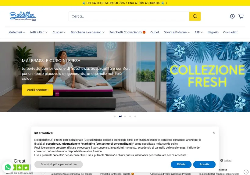Schermata della pagina offerta di Baldiflex
