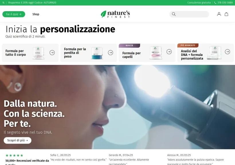 Schermata della pagina offerta di Nature's Finest