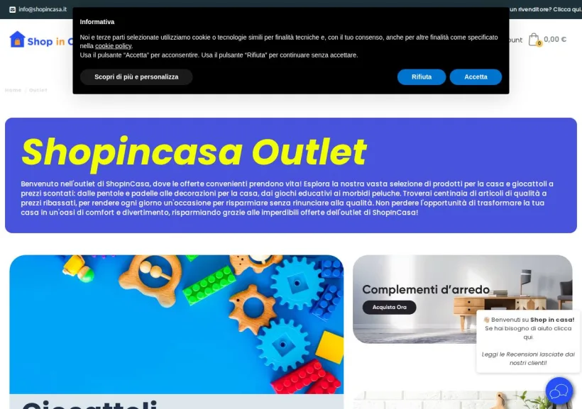 Schermata della pagina offerta di Shop in Casa