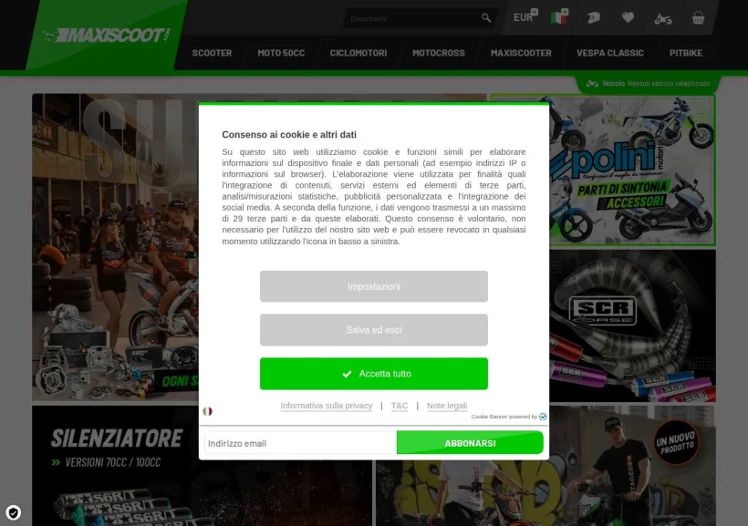Schermata della pagina offerta di Maxiscoot