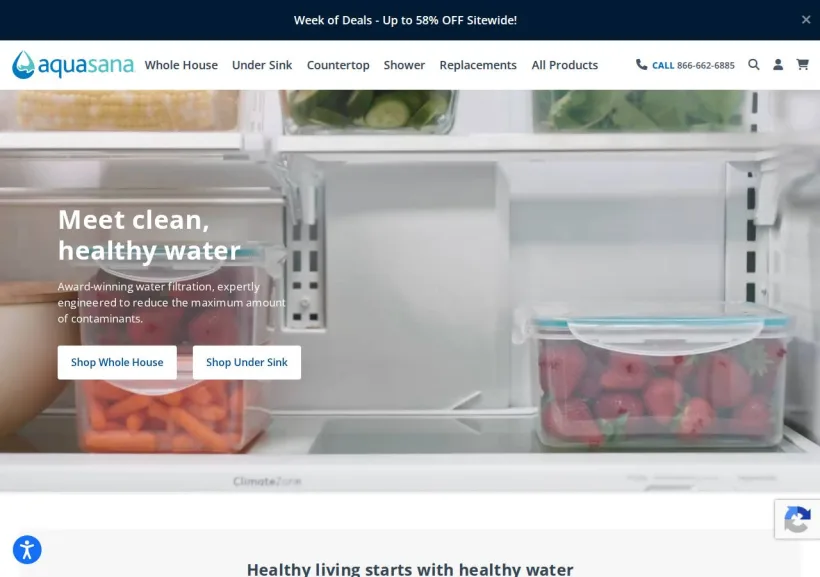 Schermata della pagina offerta di Aquasana Home Water Filters