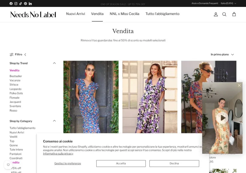Schermata della pagina offerta di Needs No Label
