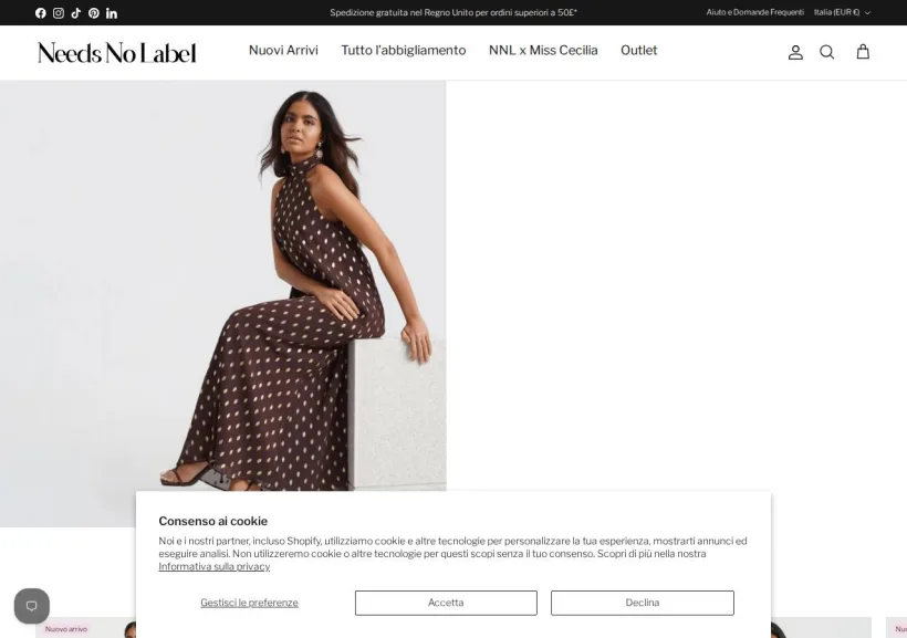 Schermata della pagina offerta di Needs No Label