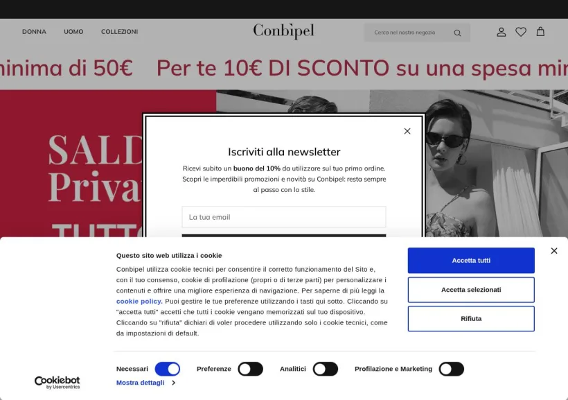 Schermata della pagina offerta di Conbipel