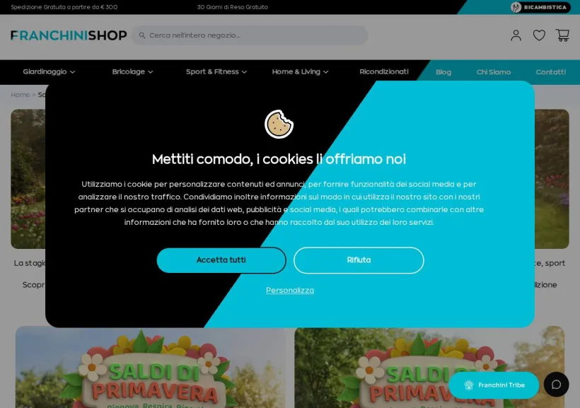 Schermata della pagina offerta di Franchini Shop