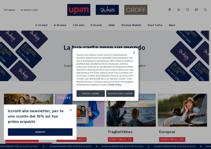Schermata della pagina offerta di Blu Kids