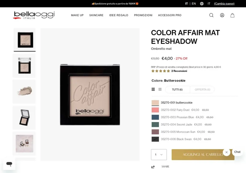 Schermata della pagina offerta di bellaoggi