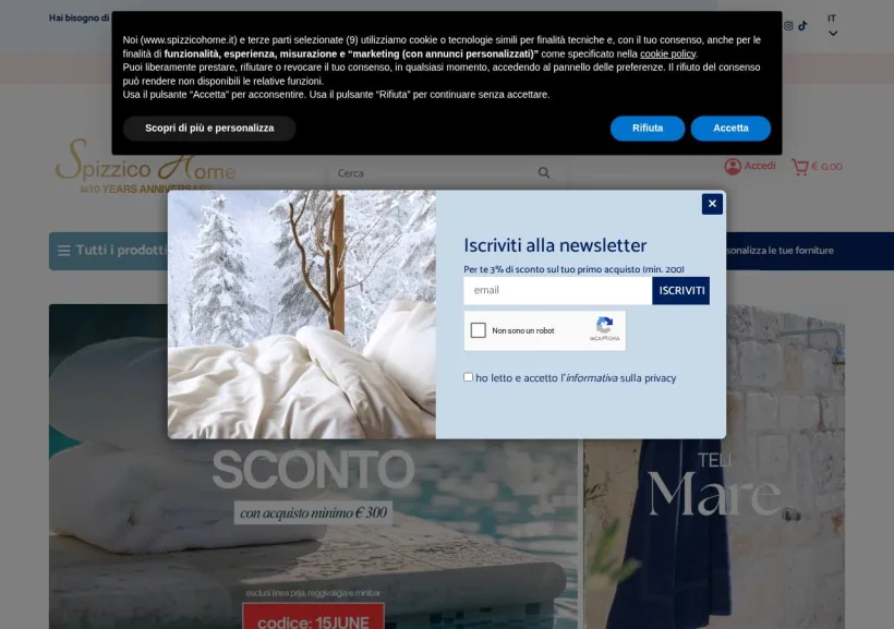 Schermata della pagina offerta di Spizzico Home