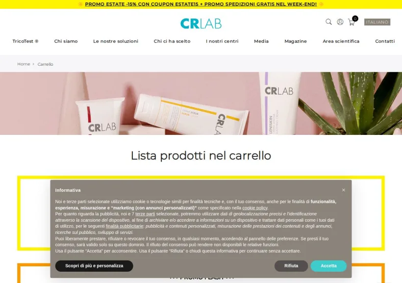Schermata della pagina offerta di CRLab