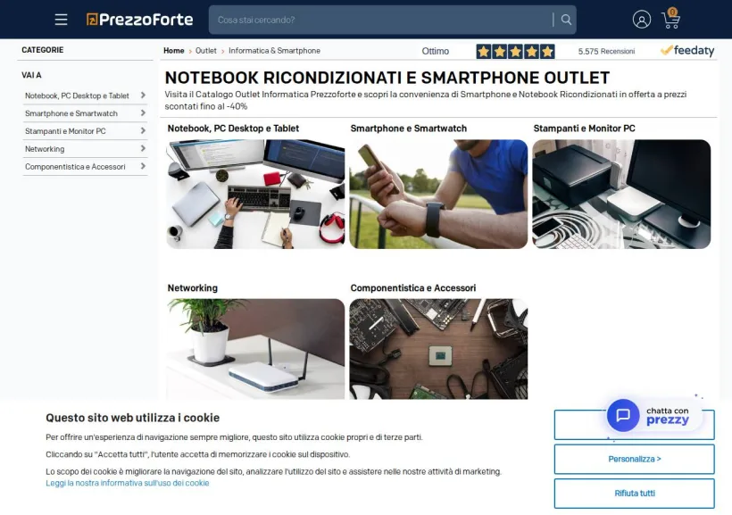 Schermata della pagina offerta di PrezzoForte