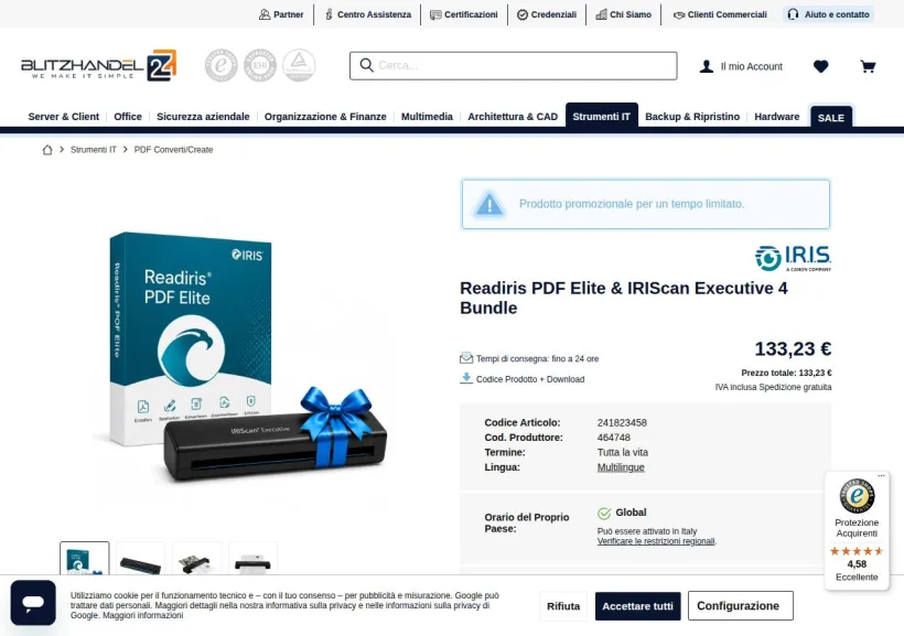 Schermata della pagina offerta di Blitzhandel24