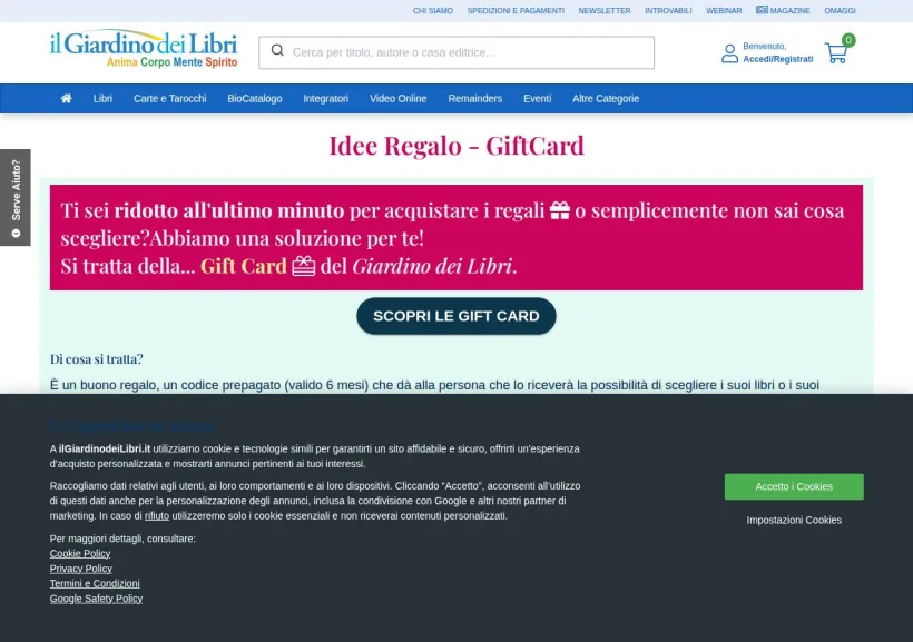 Schermata della pagina offerta di Il Giardino dei Libri