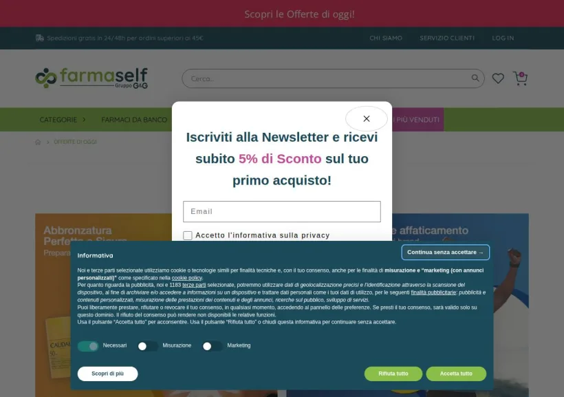 Schermata della pagina offerta di Farmaself