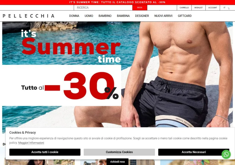 Schermata della pagina offerta di Pellecchia