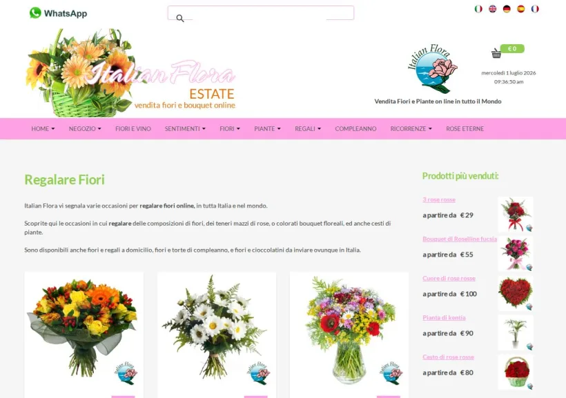 Schermata della pagina offerta di Italian Flora