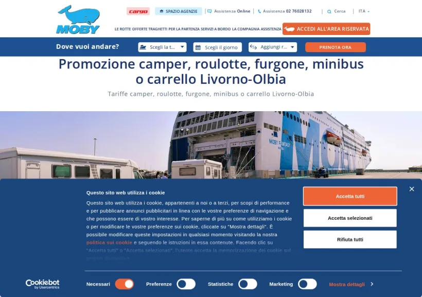 Schermata della pagina offerta di Moby