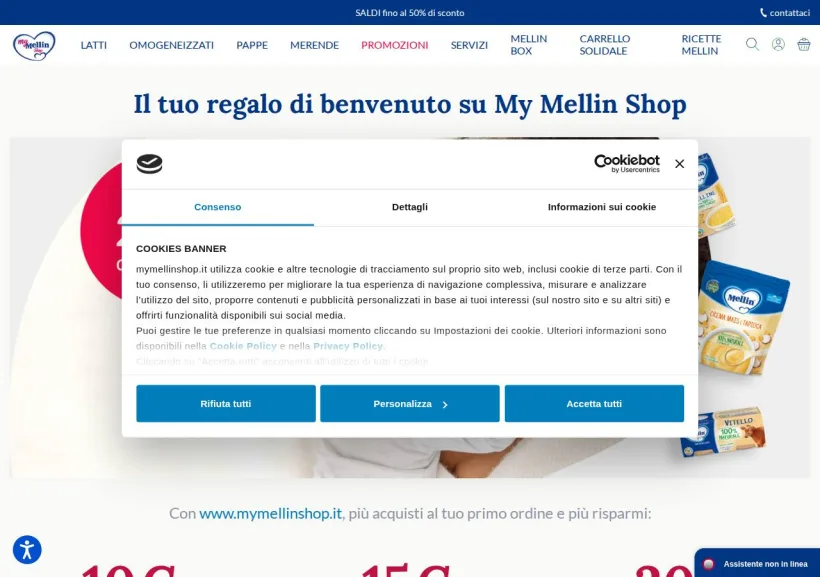 Schermata della pagina offerta di My Mellin shop