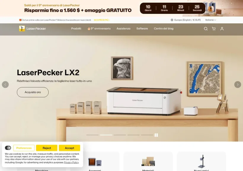 Schermata della pagina offerta di LaserPecker
