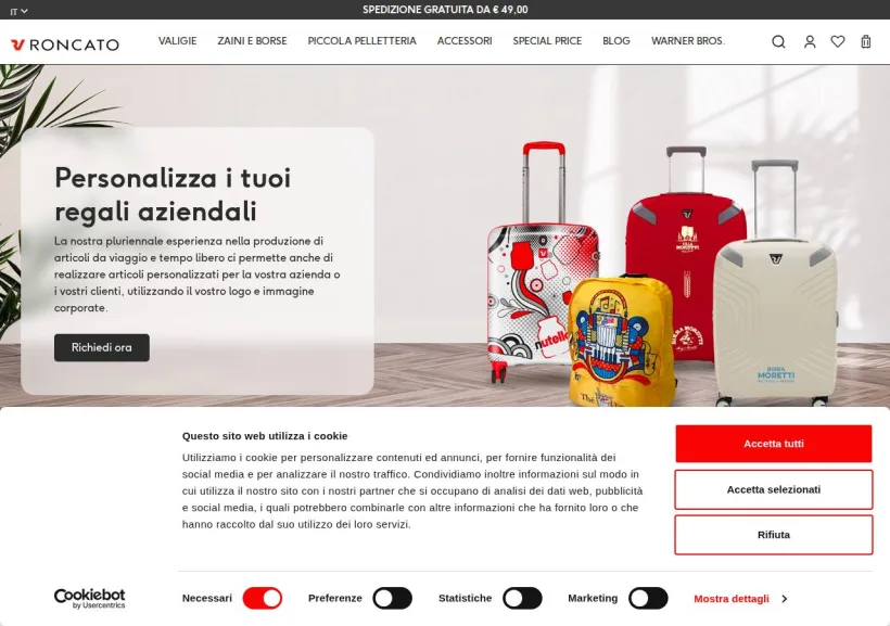 Schermata della pagina offerta di Roncato