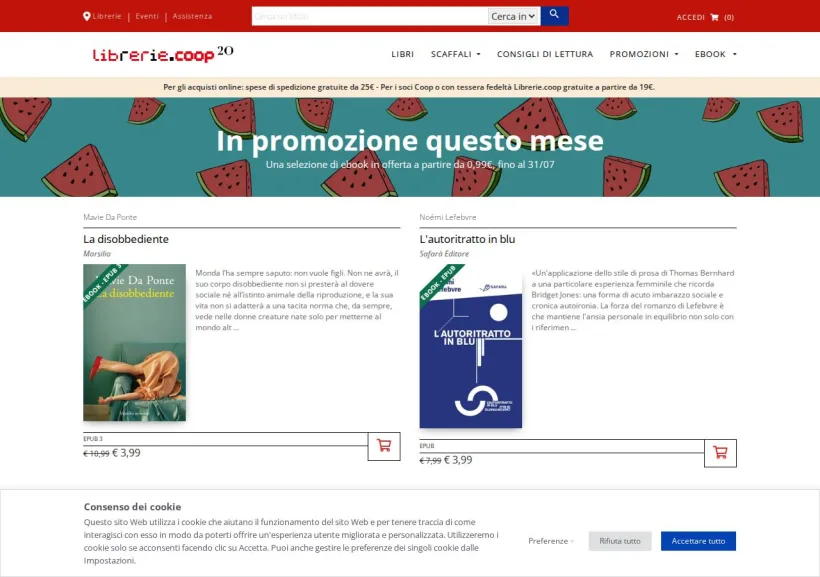 Schermata della pagina offerta di Librerie Coop