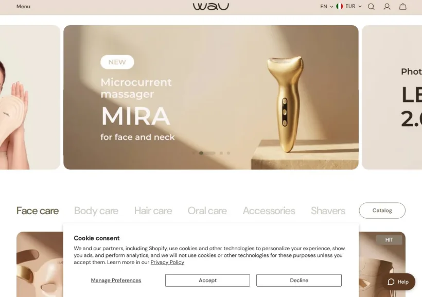 Schermata della pagina offerta di WAU