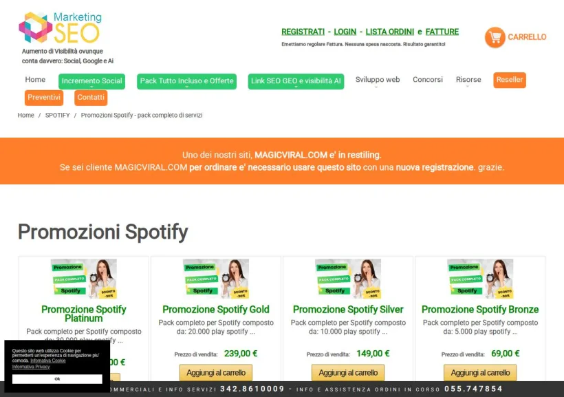 Schermata della pagina offerta di Marketing-seo.it AI service