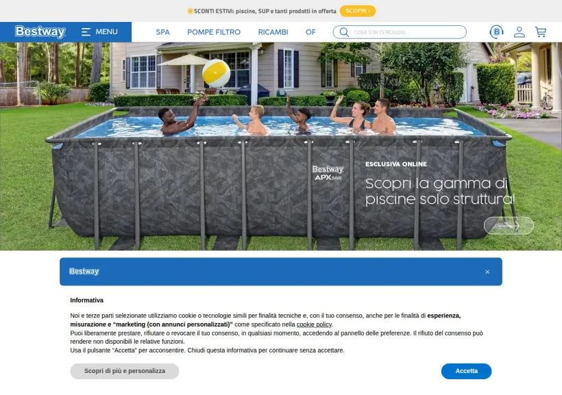 Schermata della pagina offerta di Bestway Store