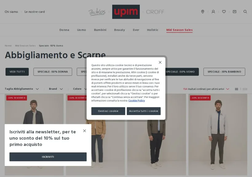 Schermata della pagina offerta di Upim