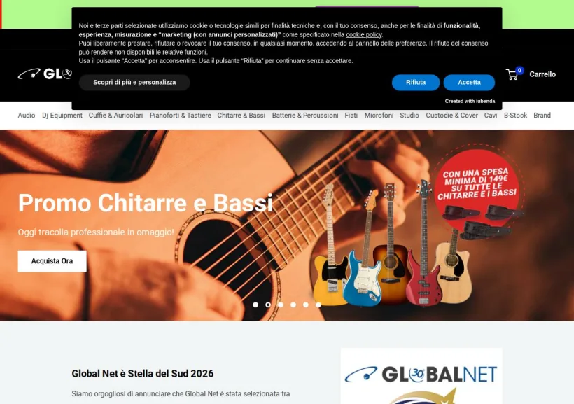 Schermata della pagina offerta di GLOBAL NET