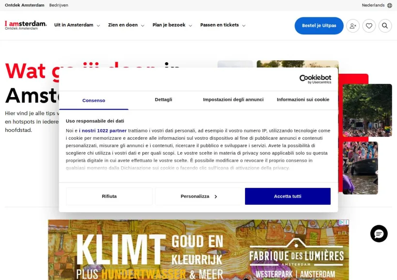 Schermata della pagina offerta di Iamsterdam