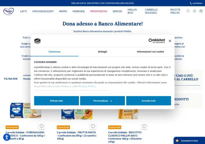 Schermata della pagina offerta di My Mellin shop