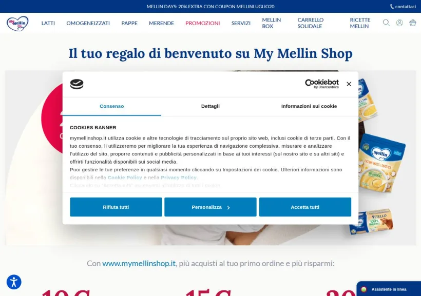 Schermata della pagina offerta di My Mellin shop
