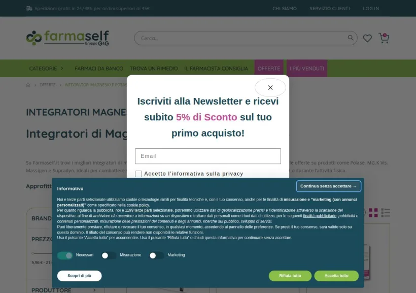 Schermata della pagina offerta di Farmaself