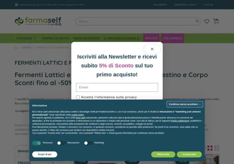 Schermata della pagina offerta di Farmaself