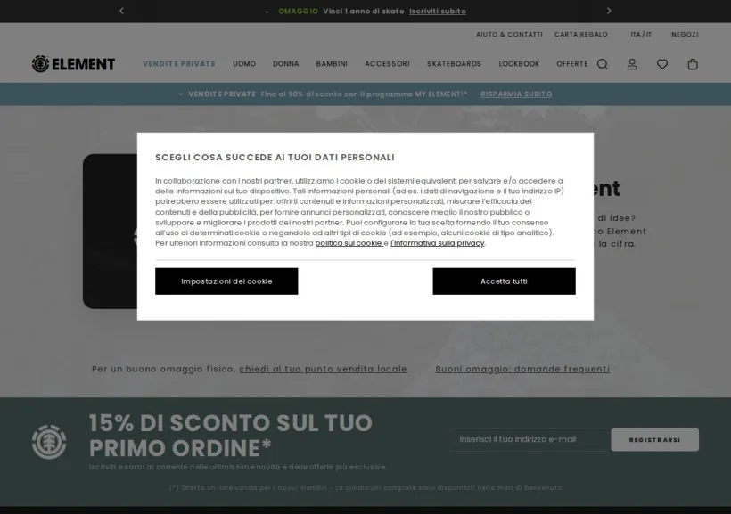 Schermata della pagina offerta di Element