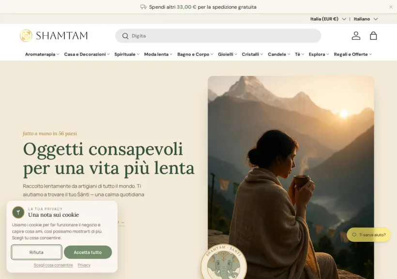 Schermata della pagina offerta di SHAMTAM