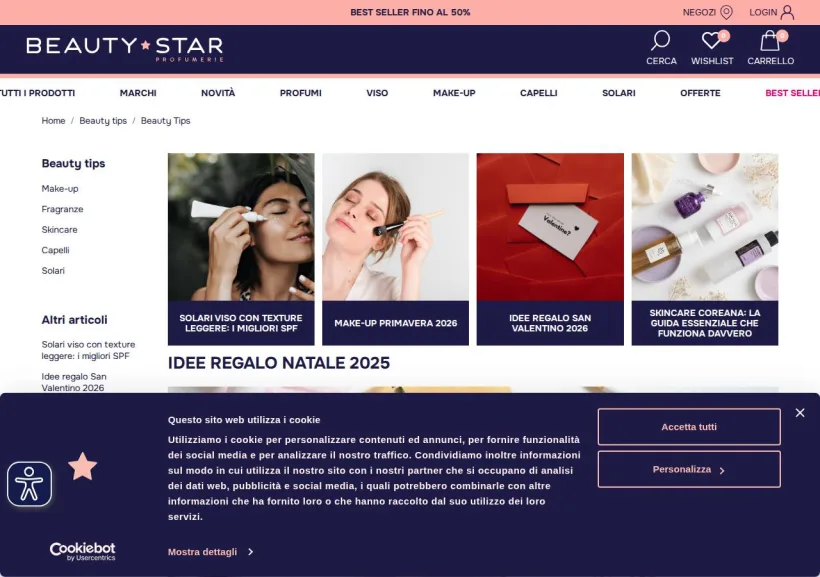 Schermata della pagina offerta di Beauty Star