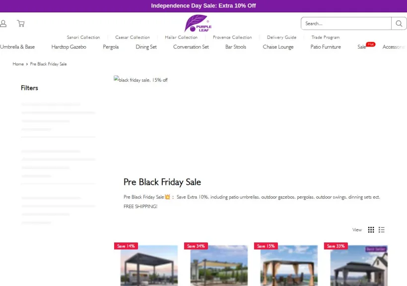 Schermata della pagina offerta di purpleleaf.it