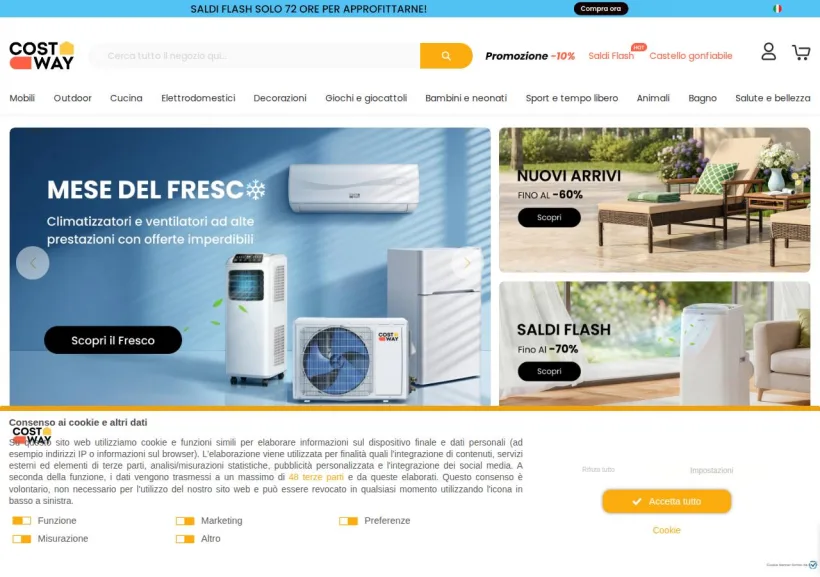 Schermata della pagina offerta di COSTWAY