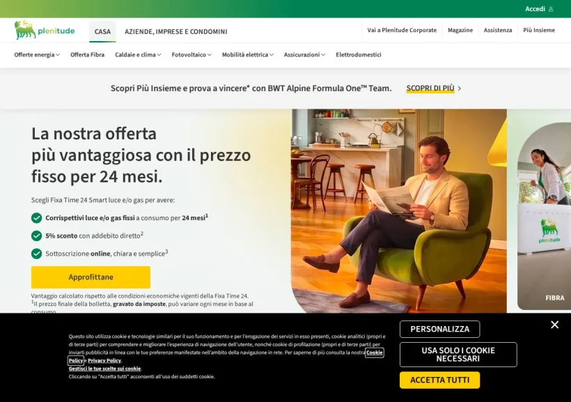 Schermata della pagina offerta di Eni Plenitude