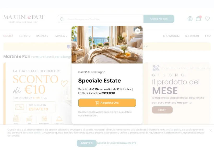 Schermata della pagina offerta di Martini e Pari