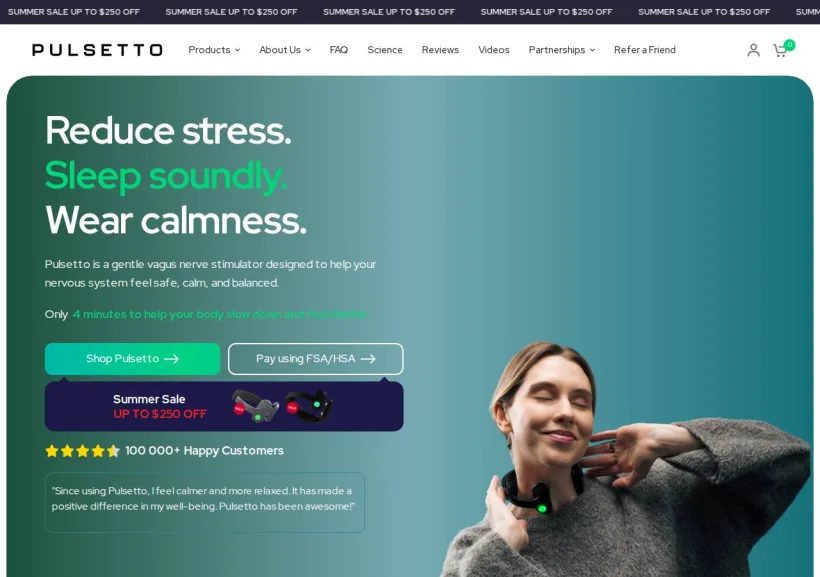 Schermata della pagina offerta di Pulsetto