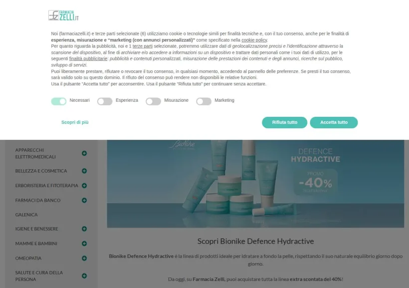 Schermata della pagina offerta di Farmacia Zelli