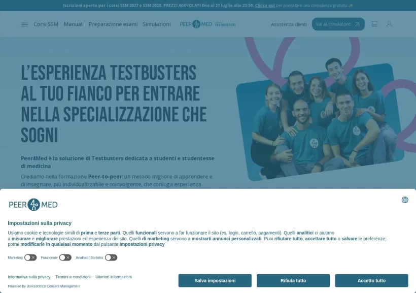 Schermata della pagina offerta di Peer4Med